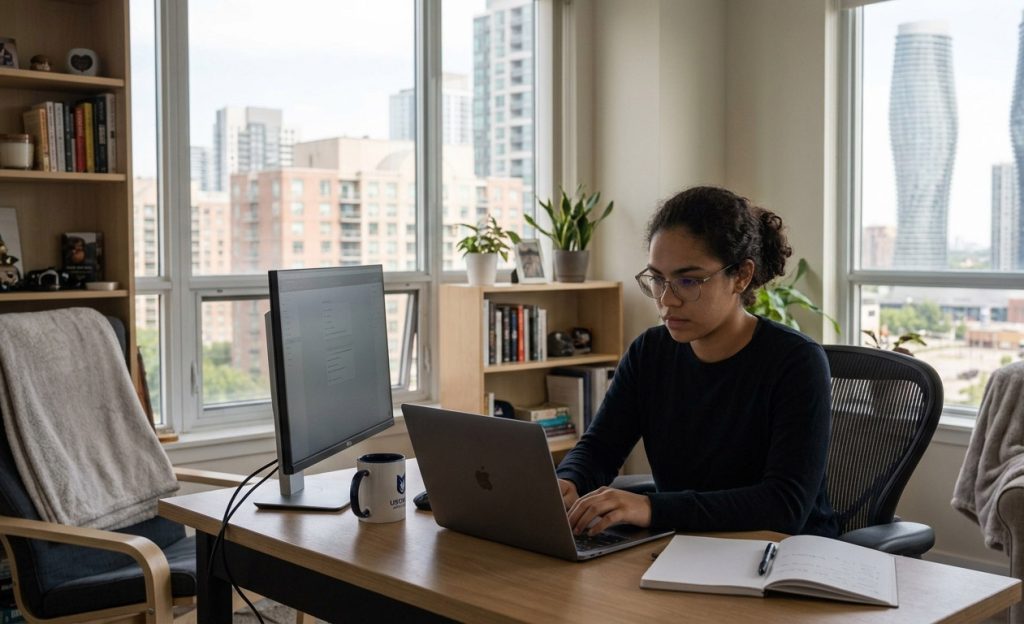 woman working from home